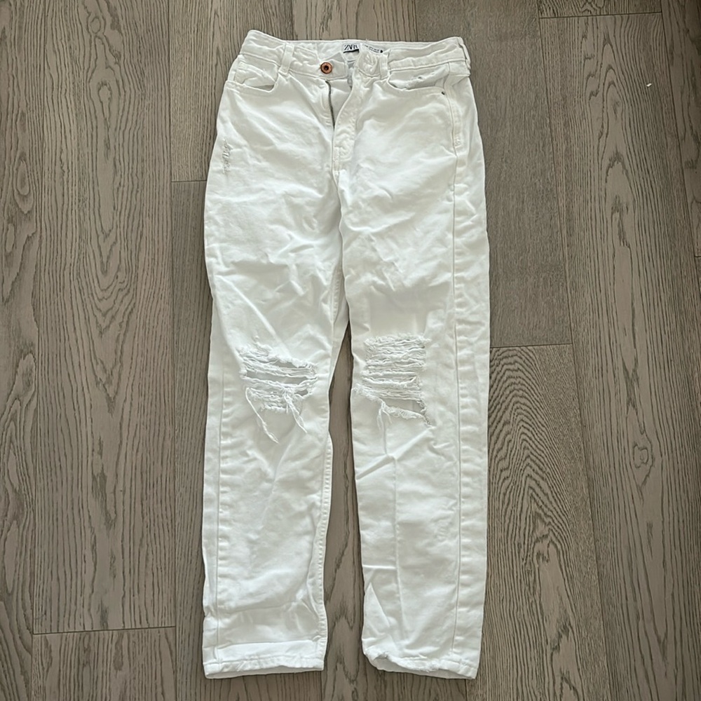 Zara white mom jeans size 0